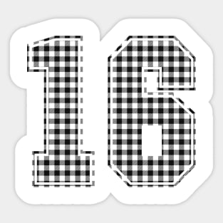 Plaid Number - 16 - Dark Sticker